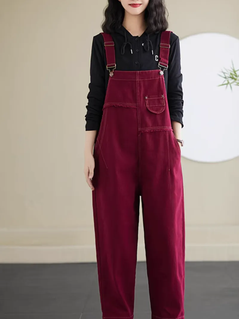 Women's Retro Stylish Straight-Leg Bib's Overalls Dungarees