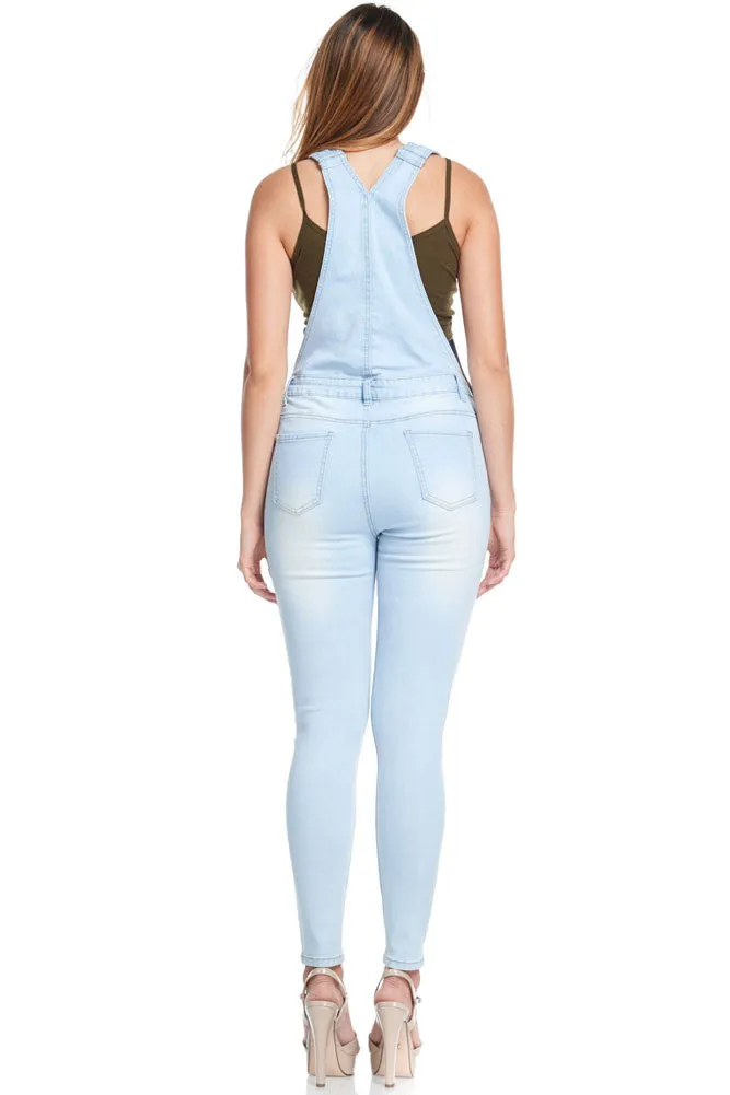 Women's Ripped Up Skinny Overalls