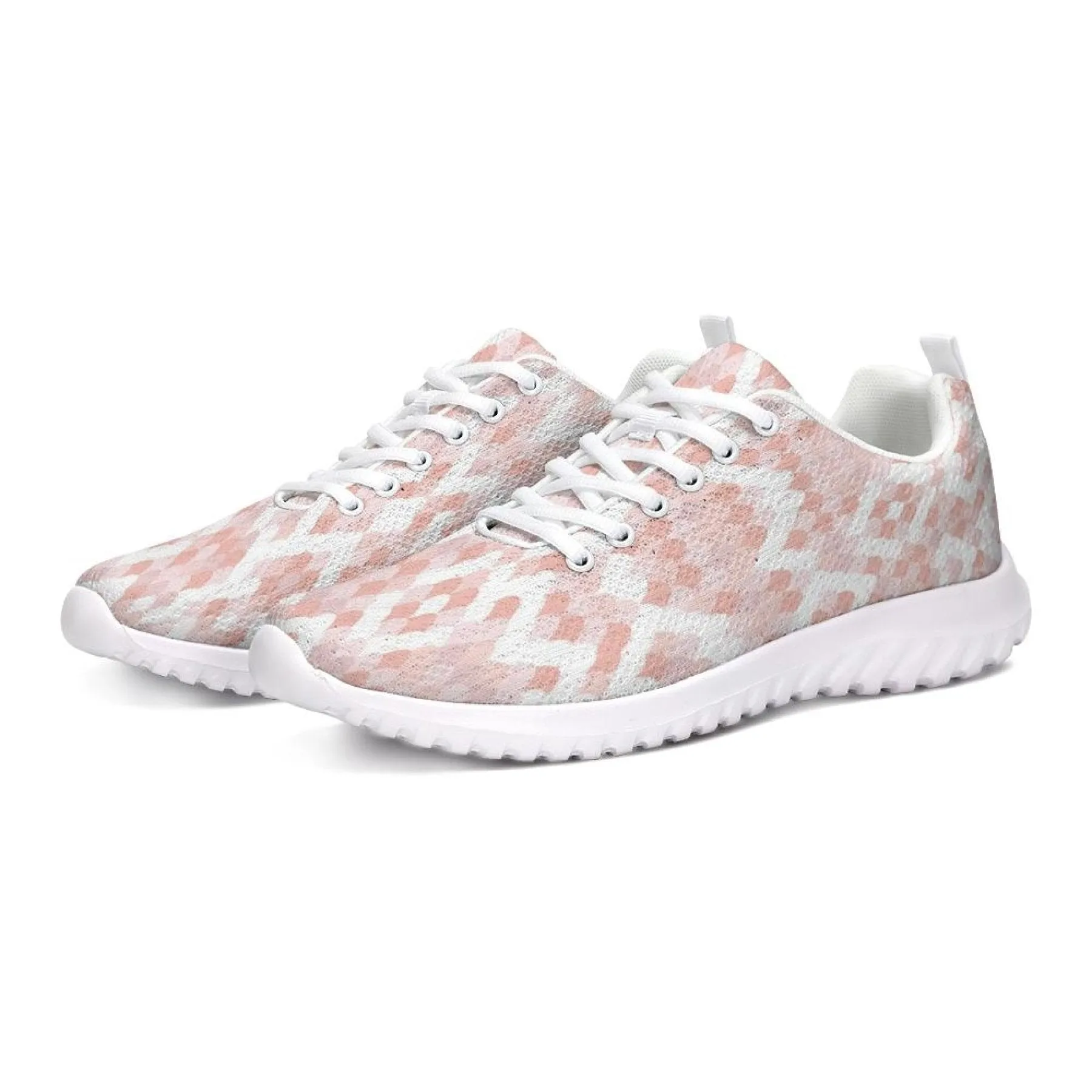 Womens Sneakers, Pink & White Low Top Canvas Running Shoes