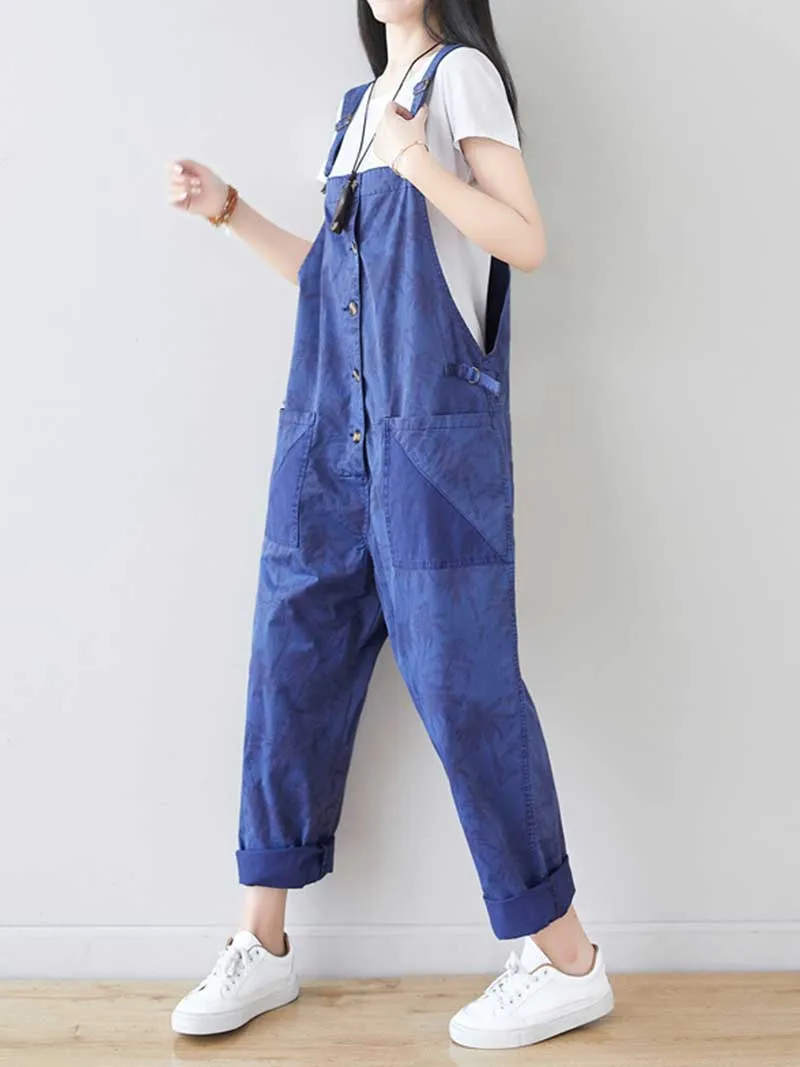 Work Hard Printed Cotton Overall Dungarees