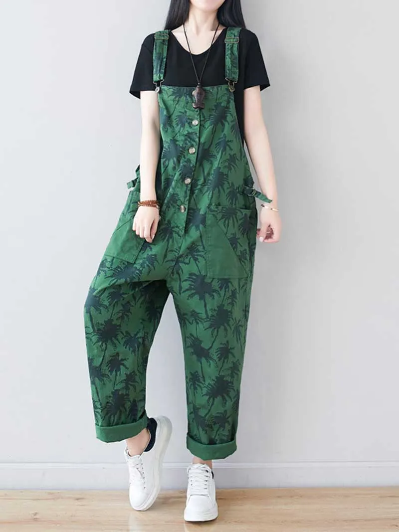 Work Hard Printed Cotton Overall Dungarees